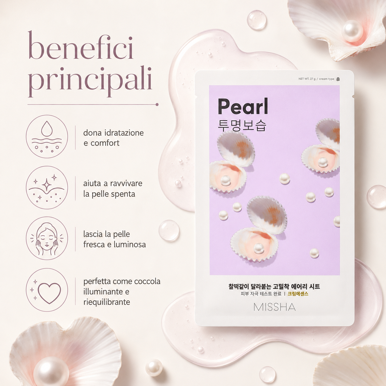 Missha-Airy Fit Sheet Mask Pearl - immagine 2