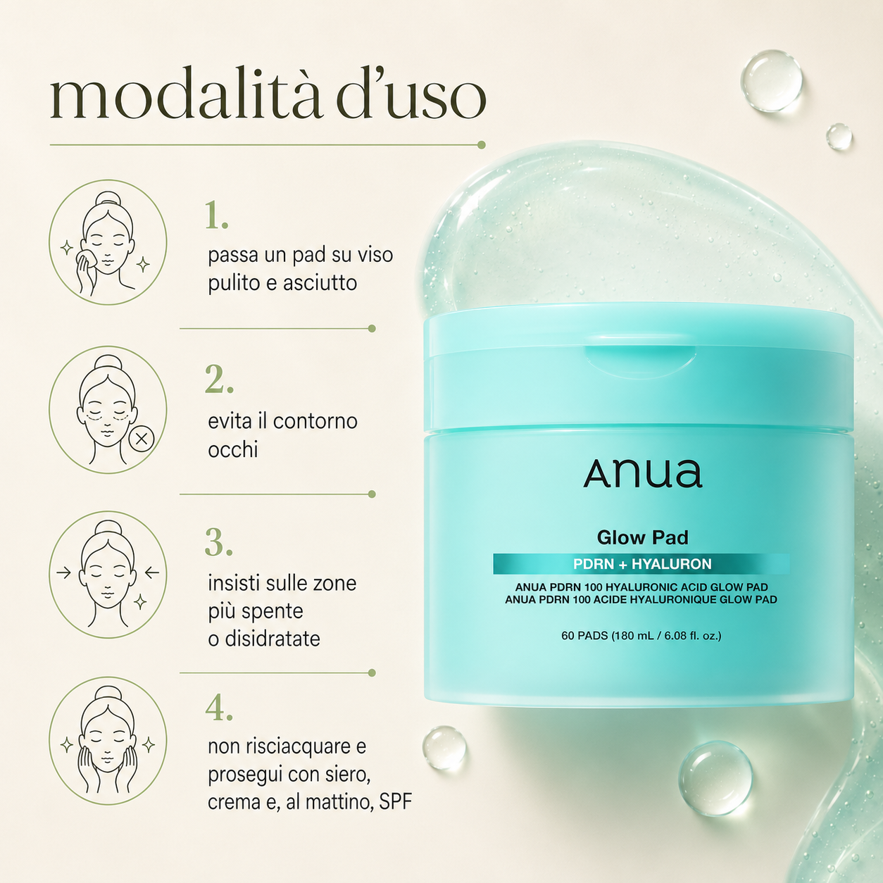 Anua-PDRN 100 Hyaluronic Acid Glow Pad - immagine 3