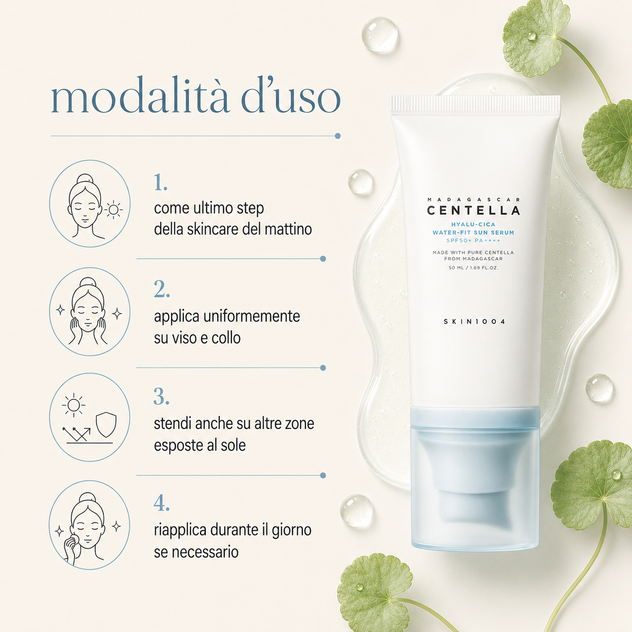 SKIN1004-Madagascar Centella Hyalu-Cica Water-Fit Sun Serum SPF50+ PA++++ - immagine 3