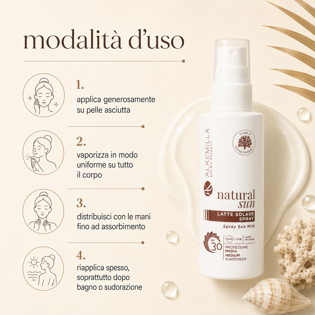 Alkemilla-Latte Solare Spray Media Protezione SPF30 - immagine 3