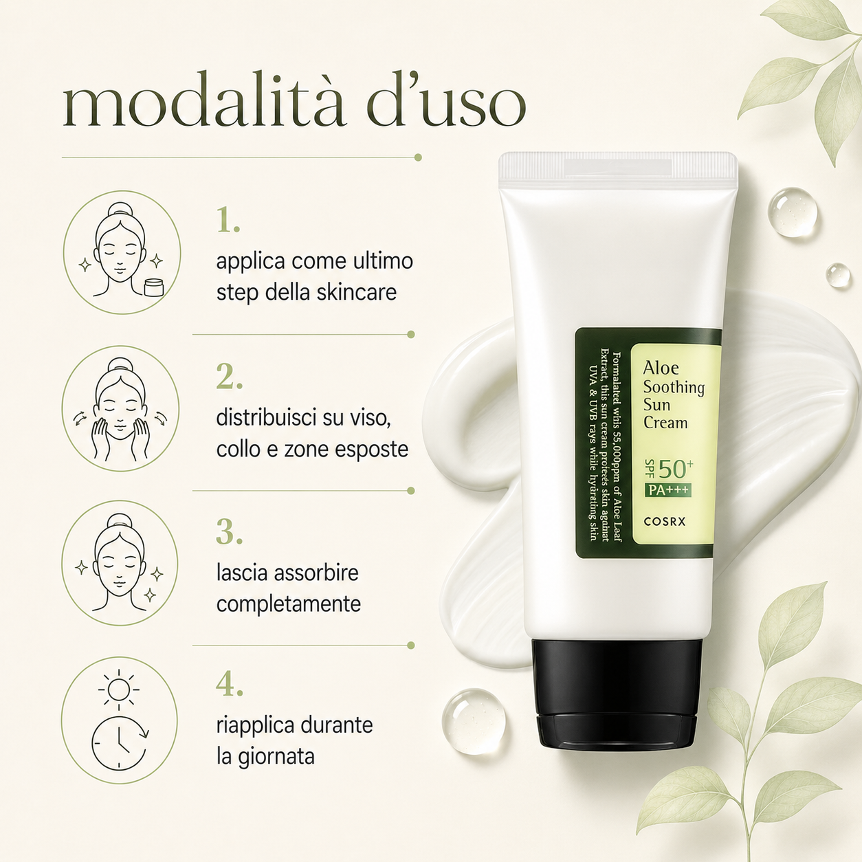 Cosrx-Aloe Soothing Sun Cream SPF50 PA+++ - immagine 3