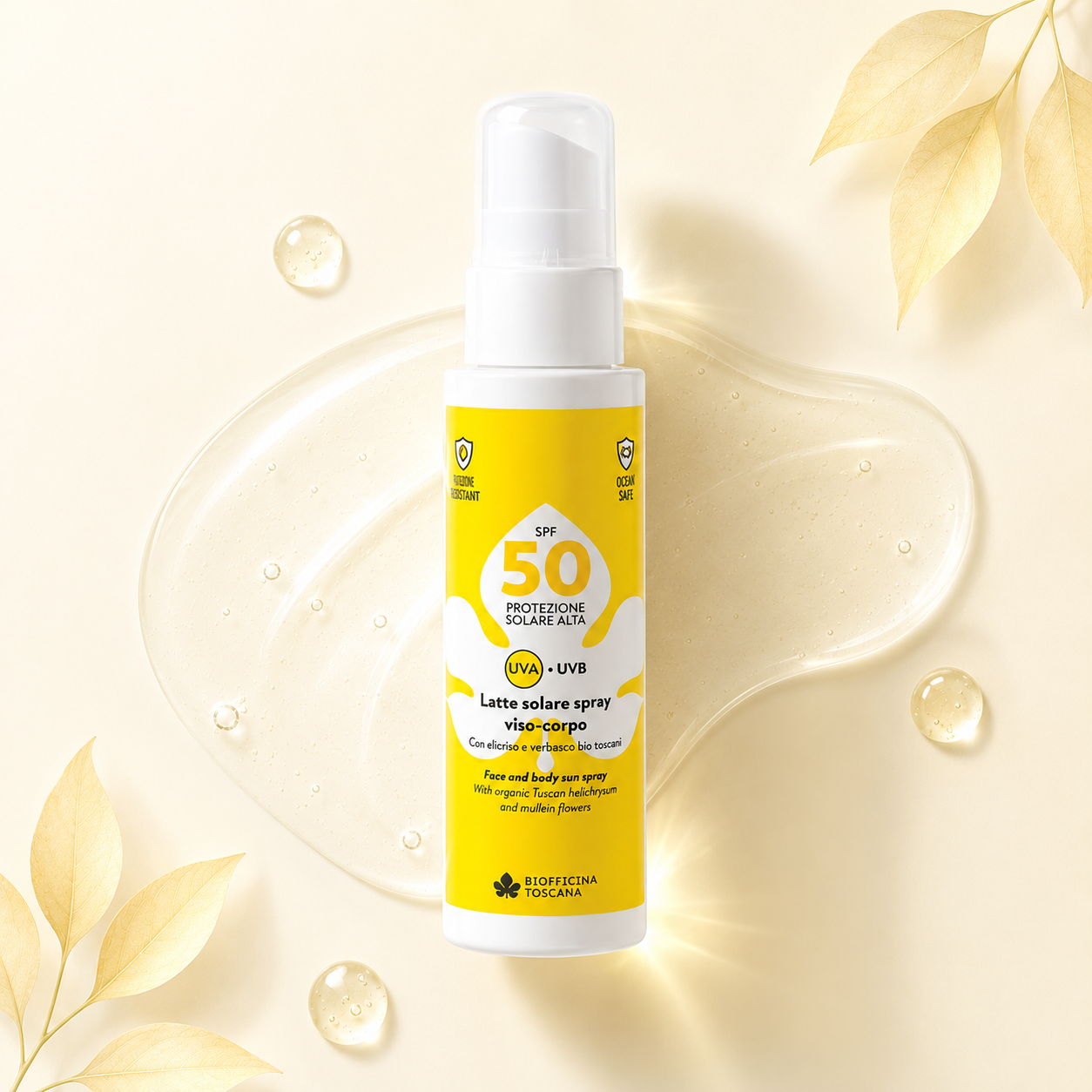 Biofficina Toscana-Latte Solare Spray Viso-Corpo SPF50