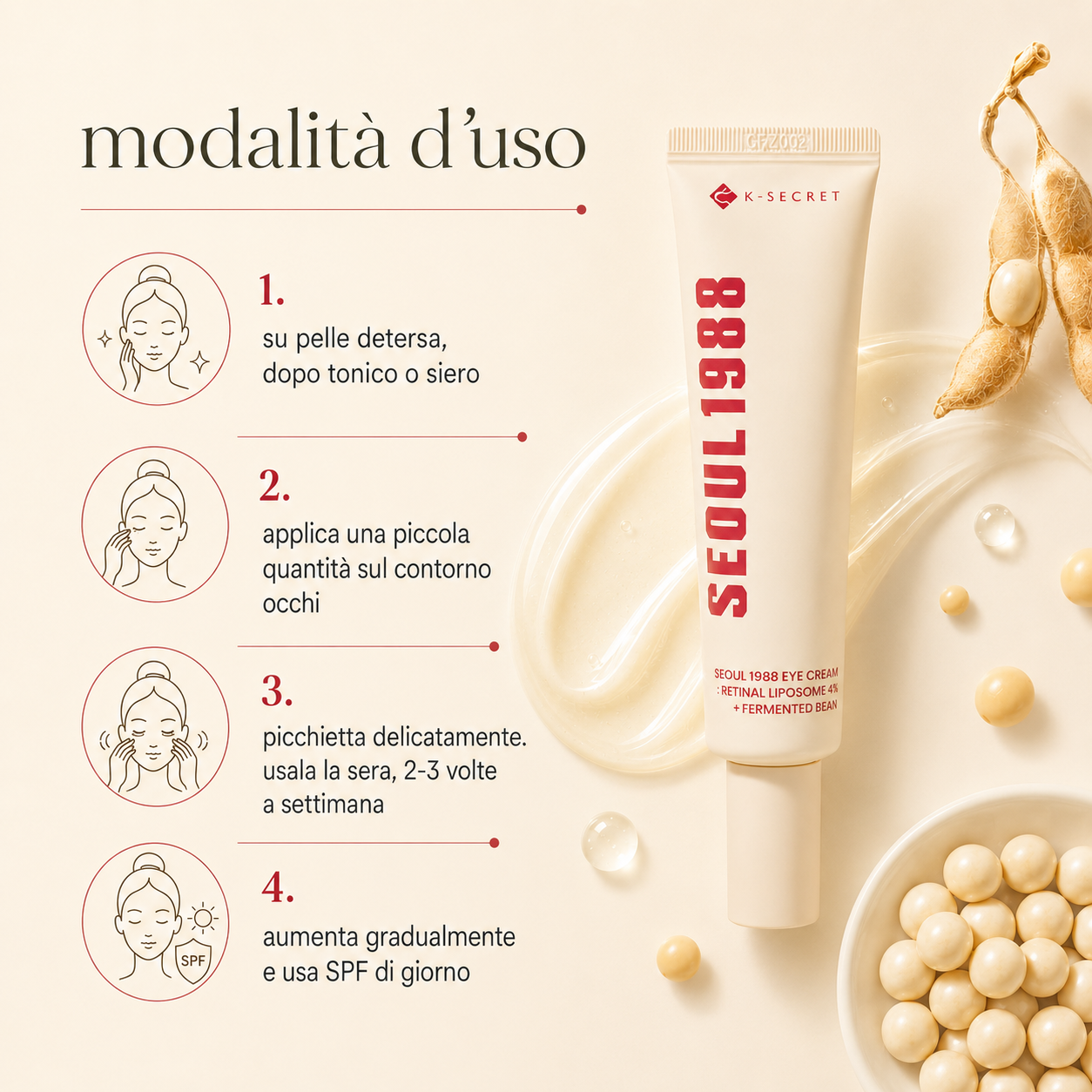 K-Secret-Seoul 1988 Eye Cream: Retinal Liposome 4% + Fermented Bean - immagine 3