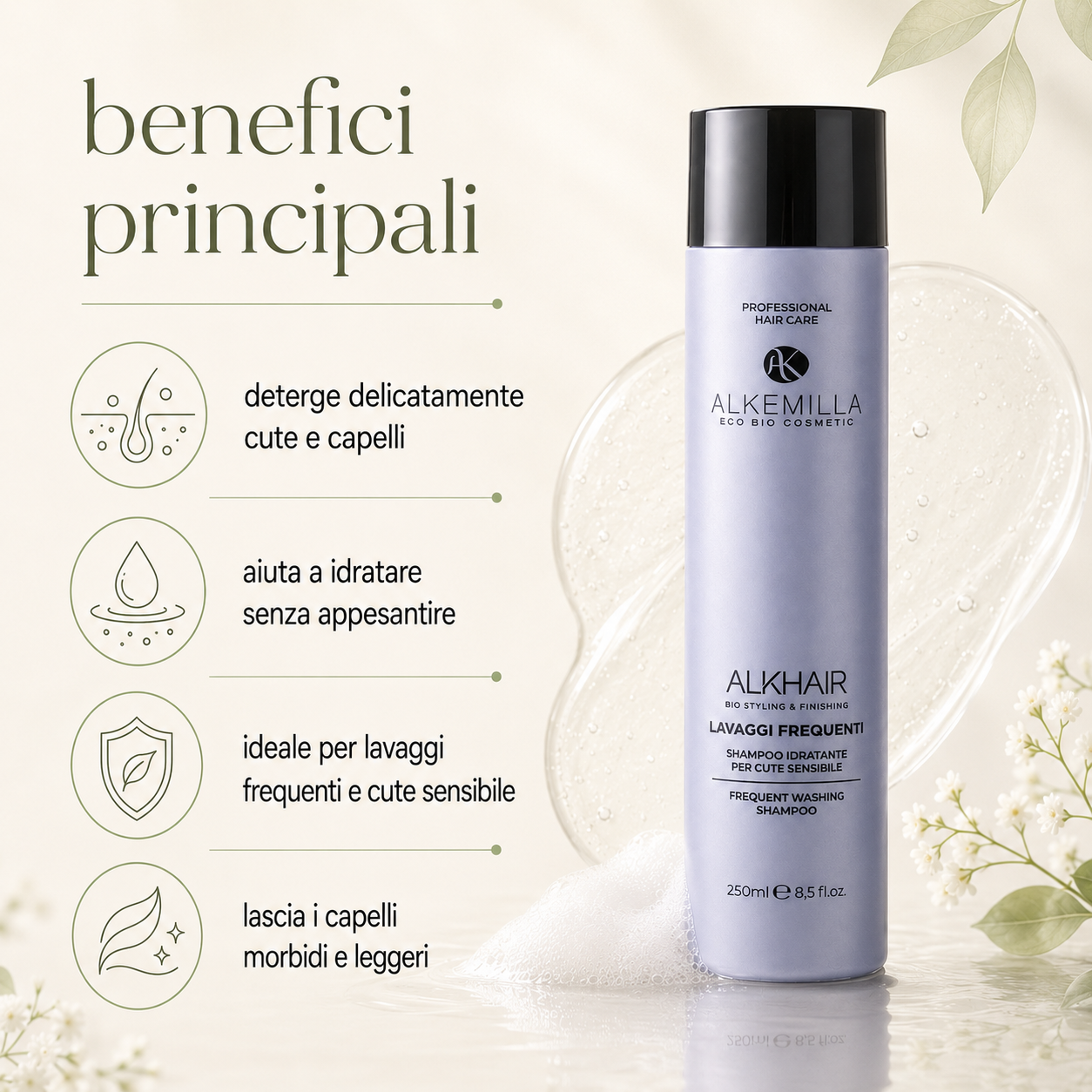 Alkemilla-Shampoo Idratante Lavaggi Frequenti - immagine 2