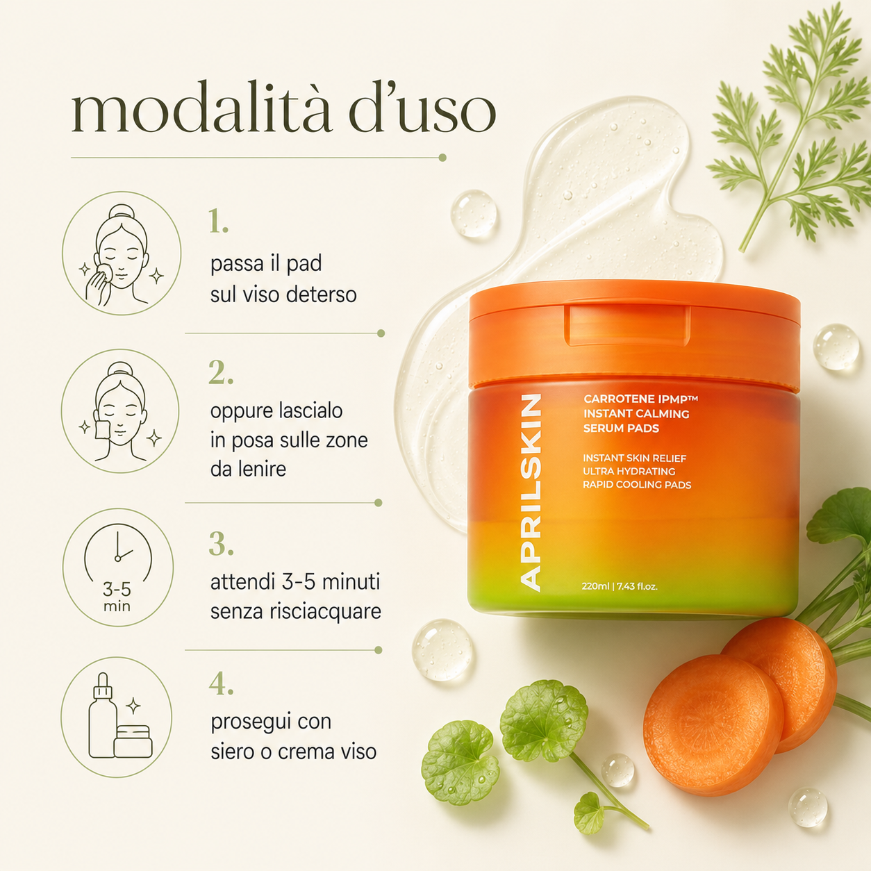 Aprilskin-Carrotene IPMP Instant Calming Serum Pads - immagine 3