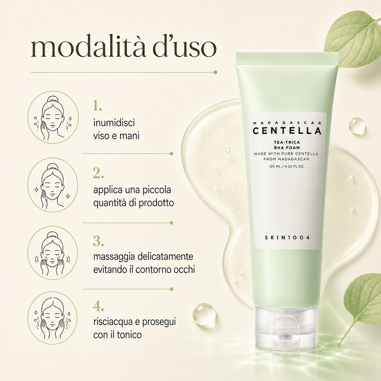 SKIN1004-Madagascar Centella Tea-Trica BHA Foam - immagine 3