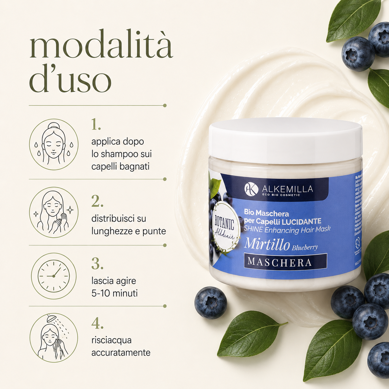 Alkemilla-Bio Maschera Capelli Lucidante al Mirtillo - immagine 3