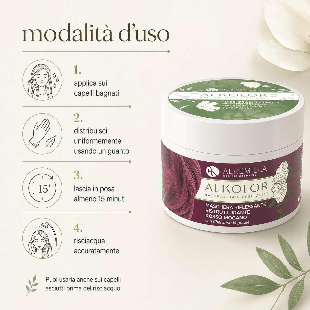 Alkemilla-Maschera Riflessante Rosso Mogano - immagine 3