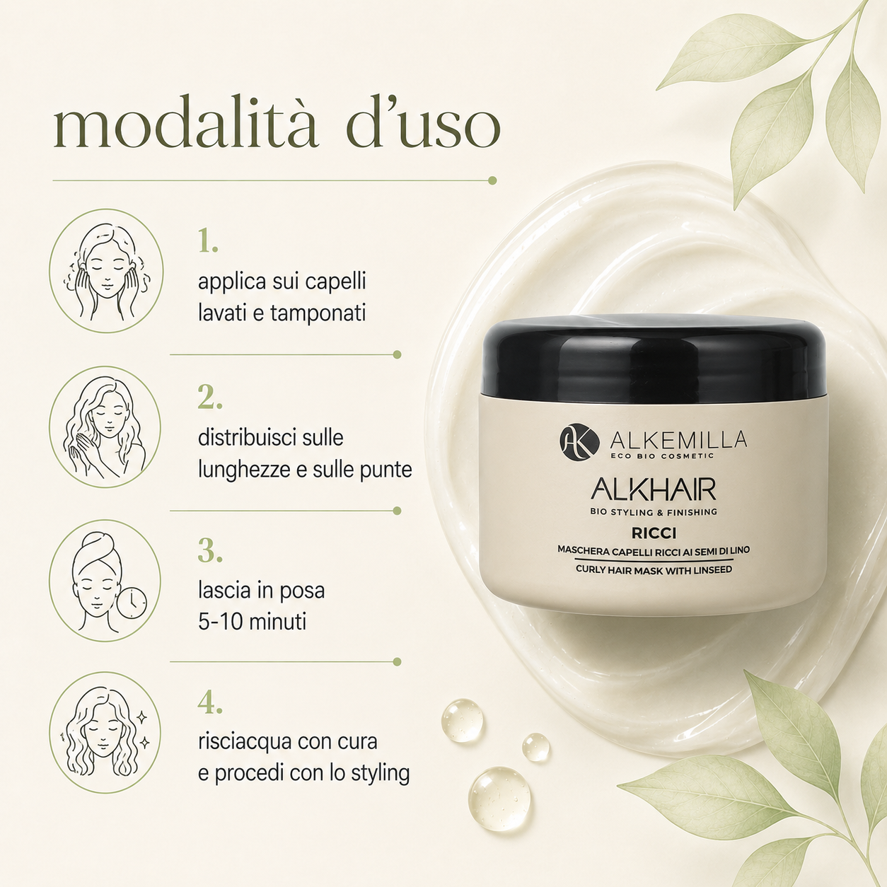 Alkemilla-Maschera Capelli Ricci ai Semi di Lino - immagine 3