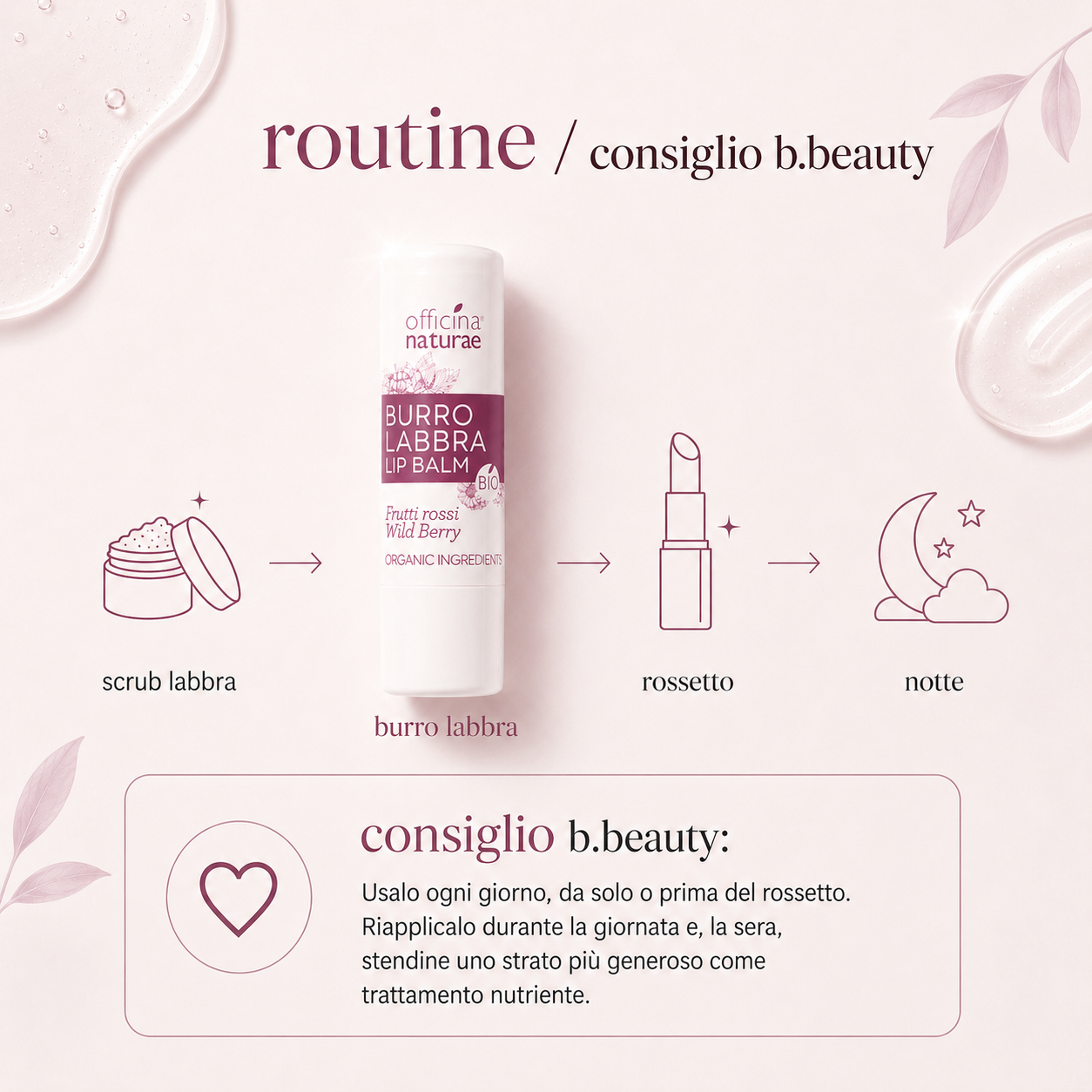 Officina naturae-Burro Labbra Bio Frutti Rossi - immagine 4
