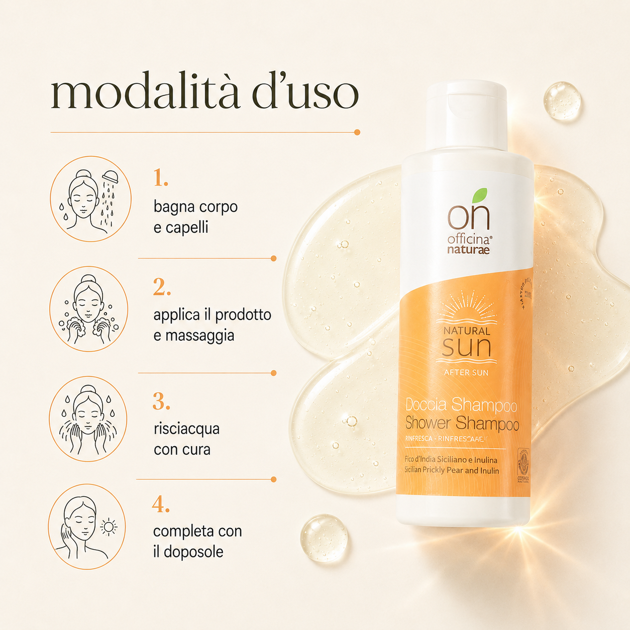 Officina naturae-Doccia Shampoo Doposole - immagine 3