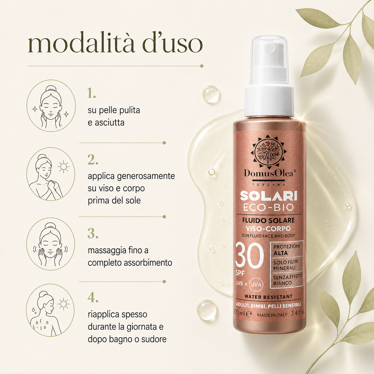 Domus Olea Toscana-Fluido Solare Viso-Corpo SPF30 - immagine 3