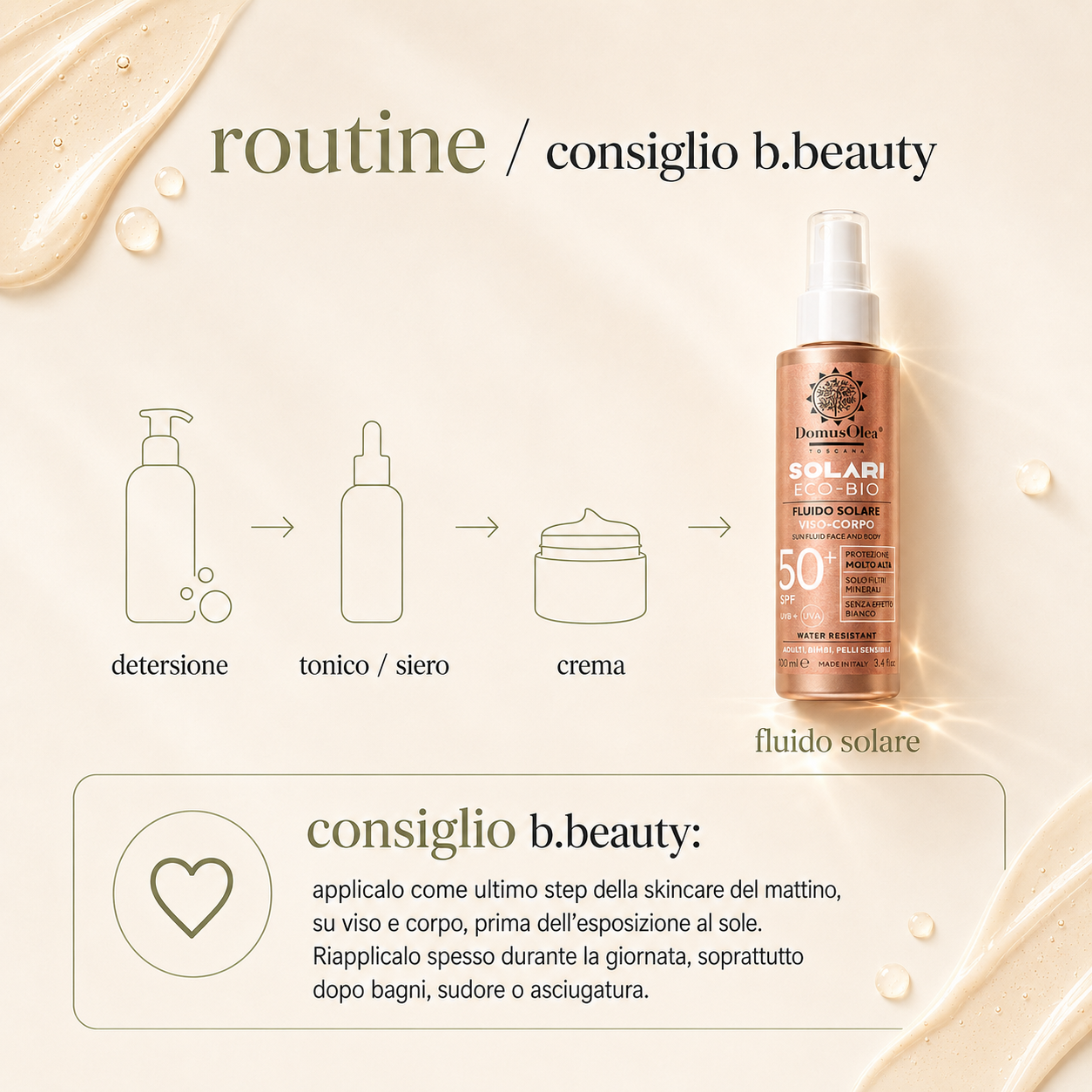 Domus Olea Toscana-Fluido Solare Viso-Corpo SPF50+ - immagine 4