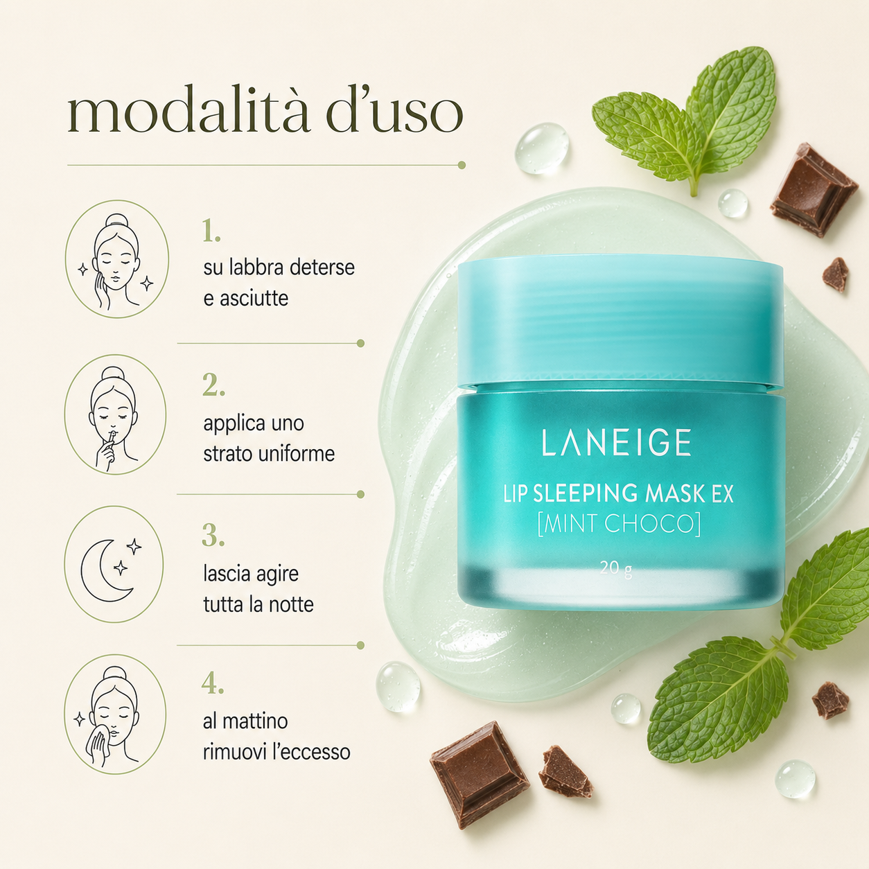 Laneige-Lip Sleeping Mask Ex Mint Choco - immagine 3