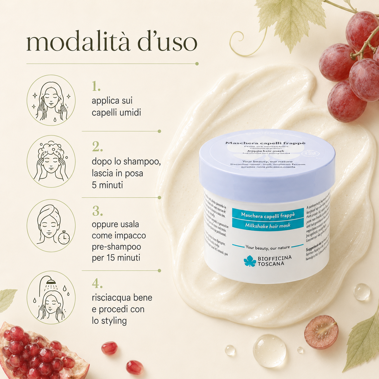Biofficina Toscana-Maschera Capelli Frappè - immagine 3