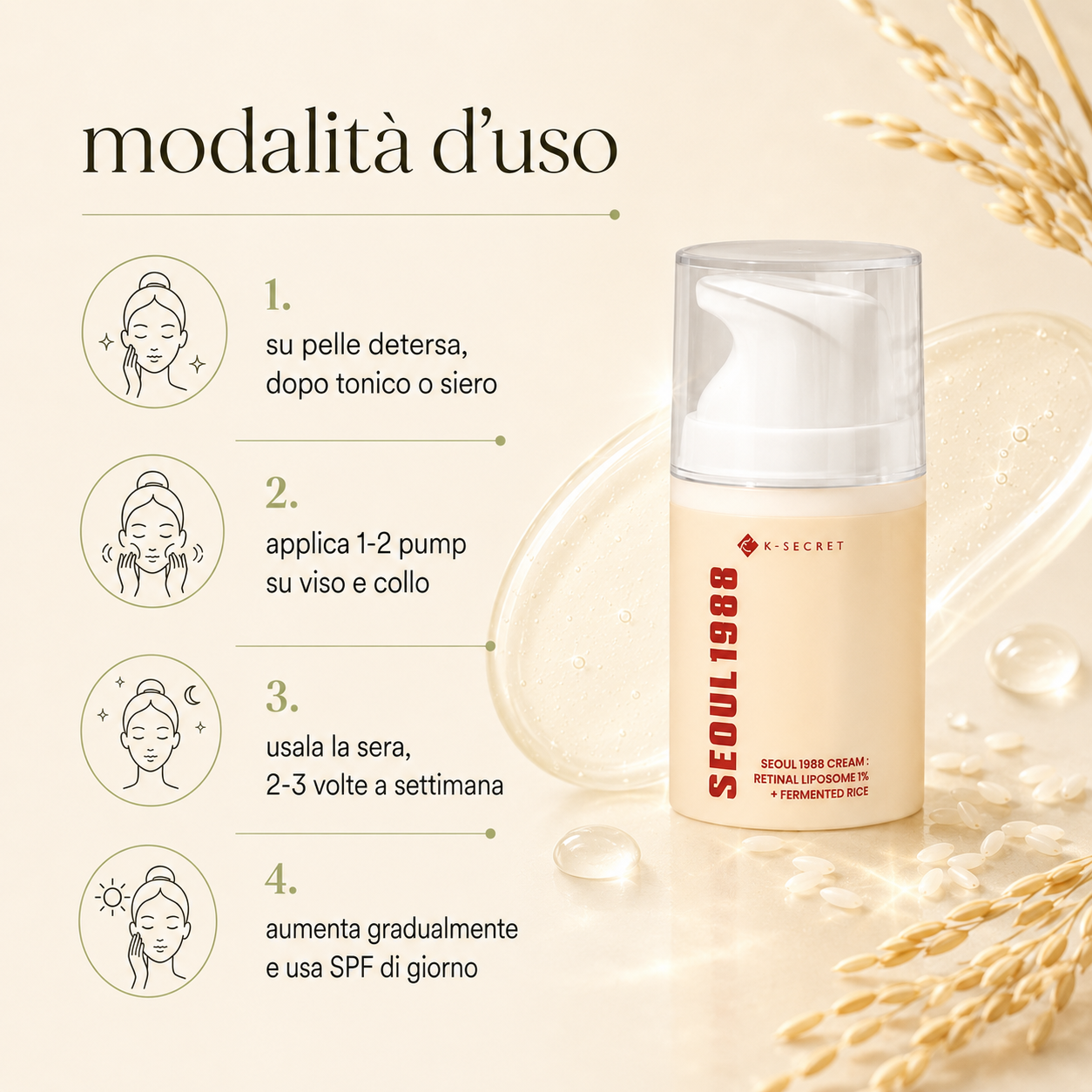 K-Secret-Seoul 1988 Cream : Retinal Liposome 1% + Fermented Rice - immagine 3