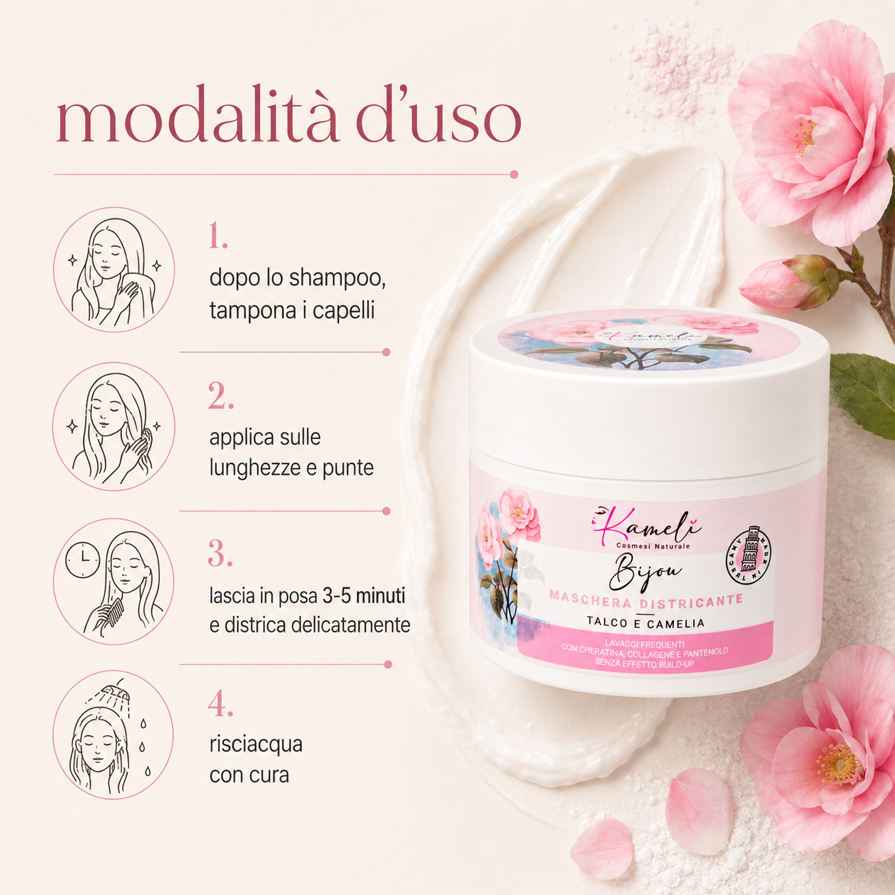 Kamelì-Bijou Maschera Capelli Talco e Camelia - immagine 3