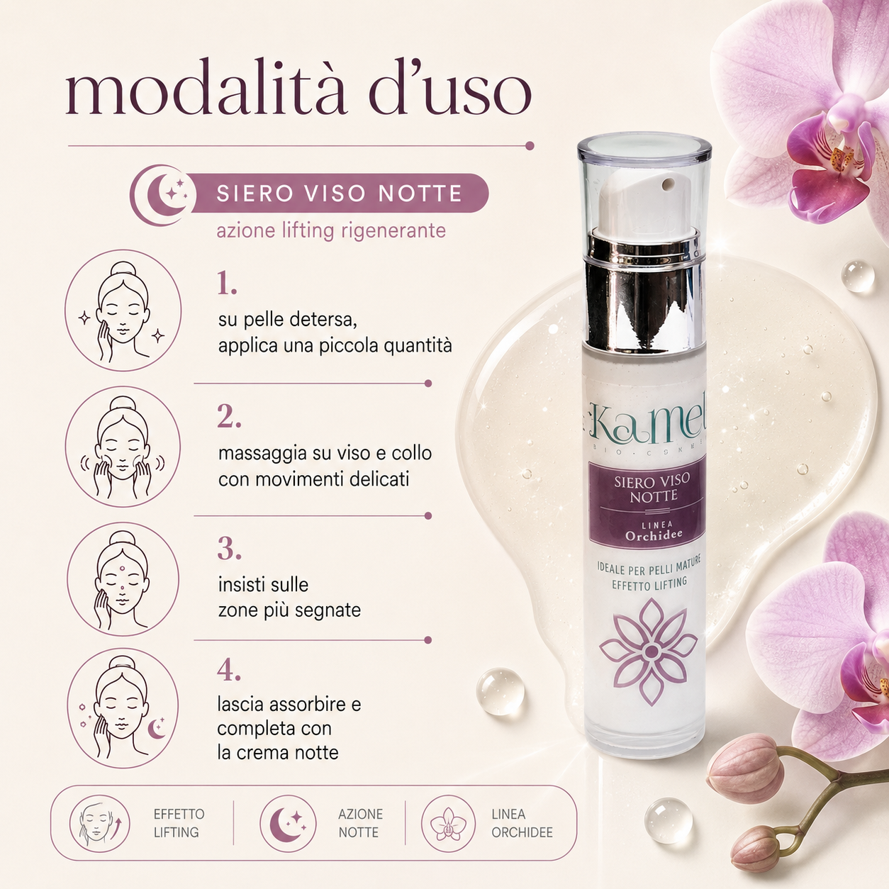 Kamelì-Siero Viso Notte Effetto Lifting - immagine 3