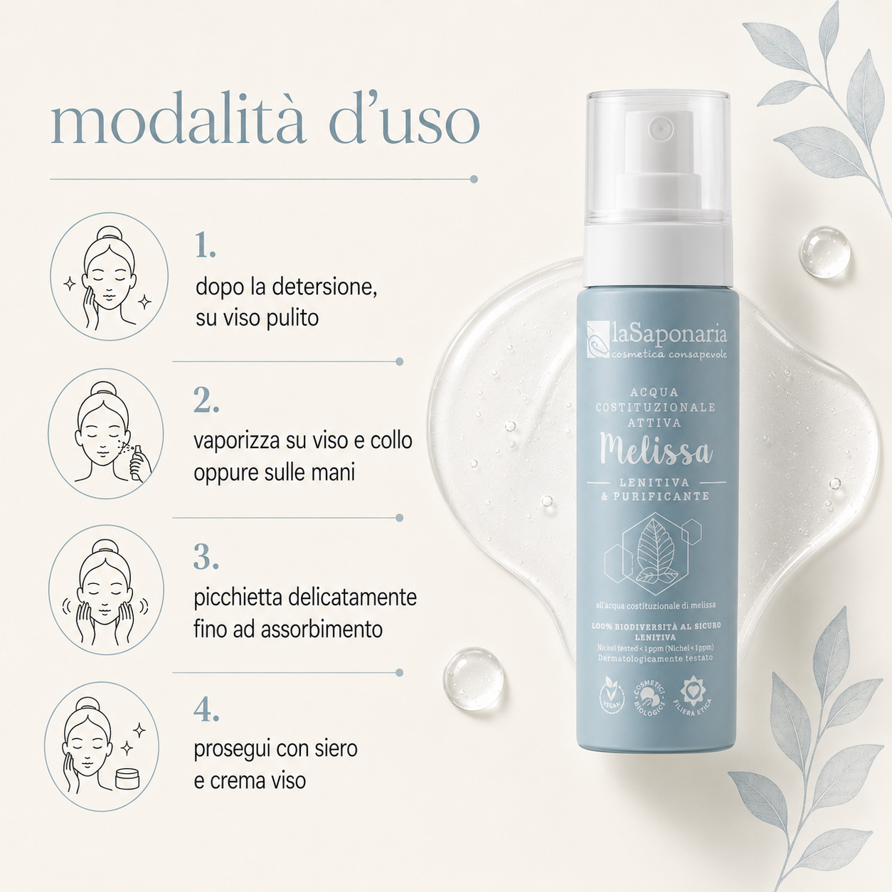 La Saponaria-Acqua Attiva Lenitiva Melissa - immagine 3