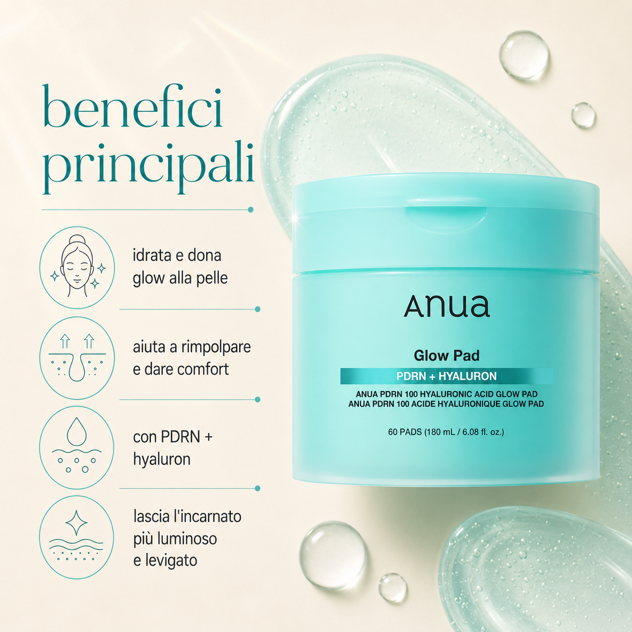 Anua-PDRN 100 Hyaluronic Acid Glow Pad - immagine 2