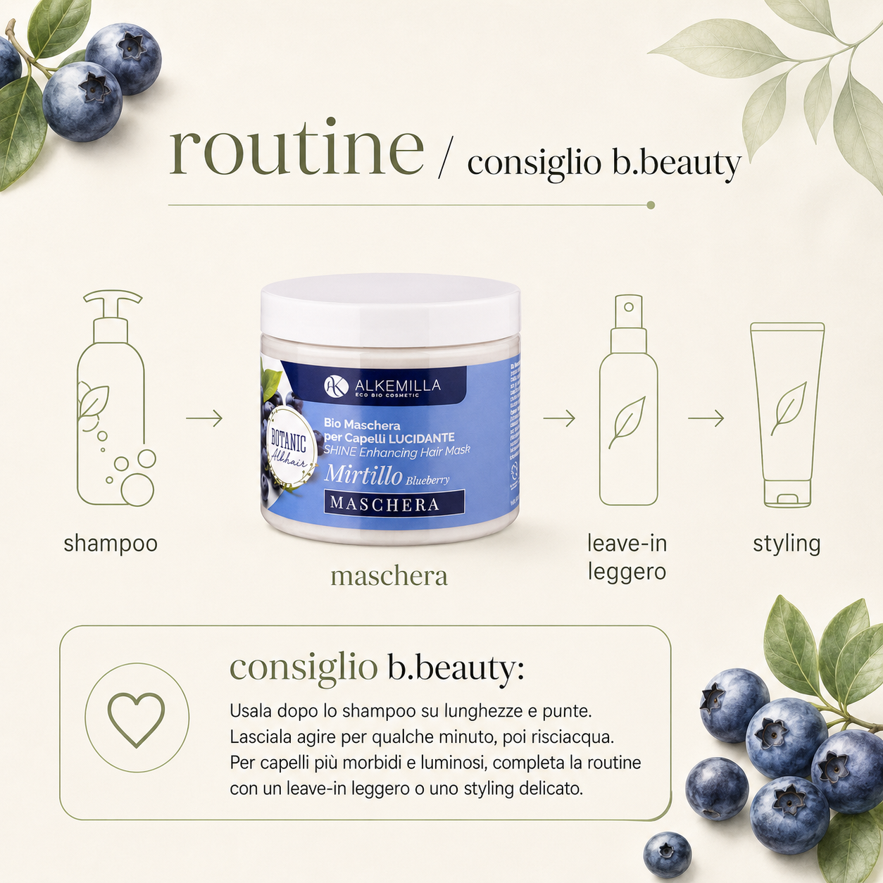 Alkemilla-Bio Maschera Capelli Lucidante al Mirtillo - immagine 4
