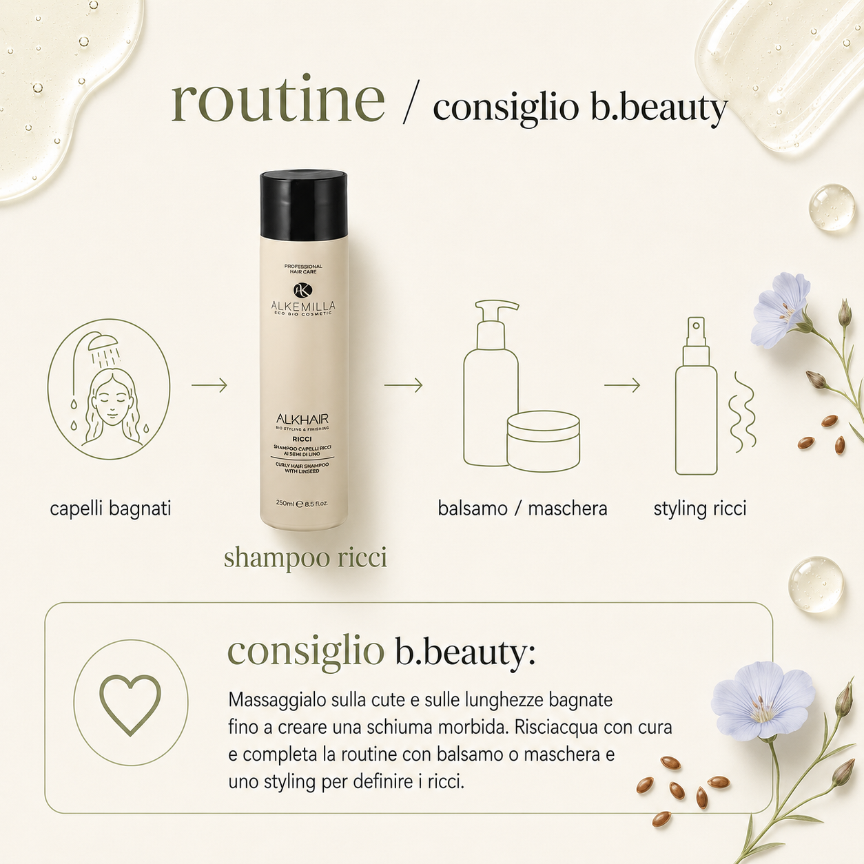 Alkemilla-Shampoo Capelli Ricci ai Semi di Lino - immagine 4