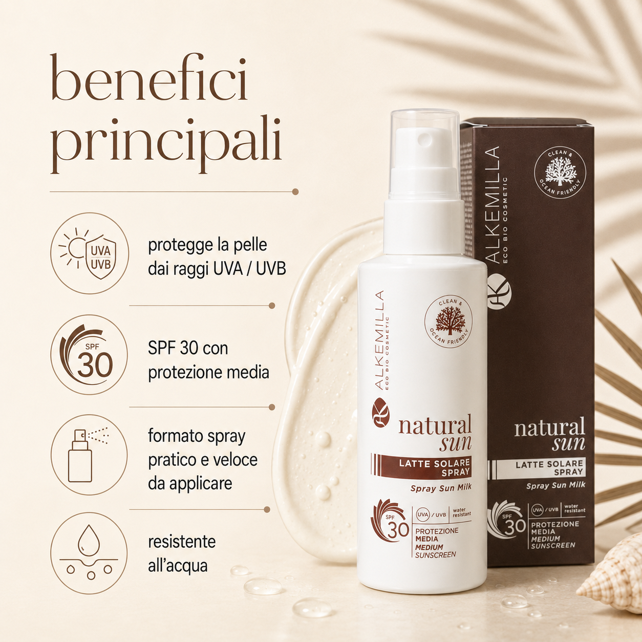 Alkemilla-Latte Solare Spray Media Protezione SPF30 - immagine 2