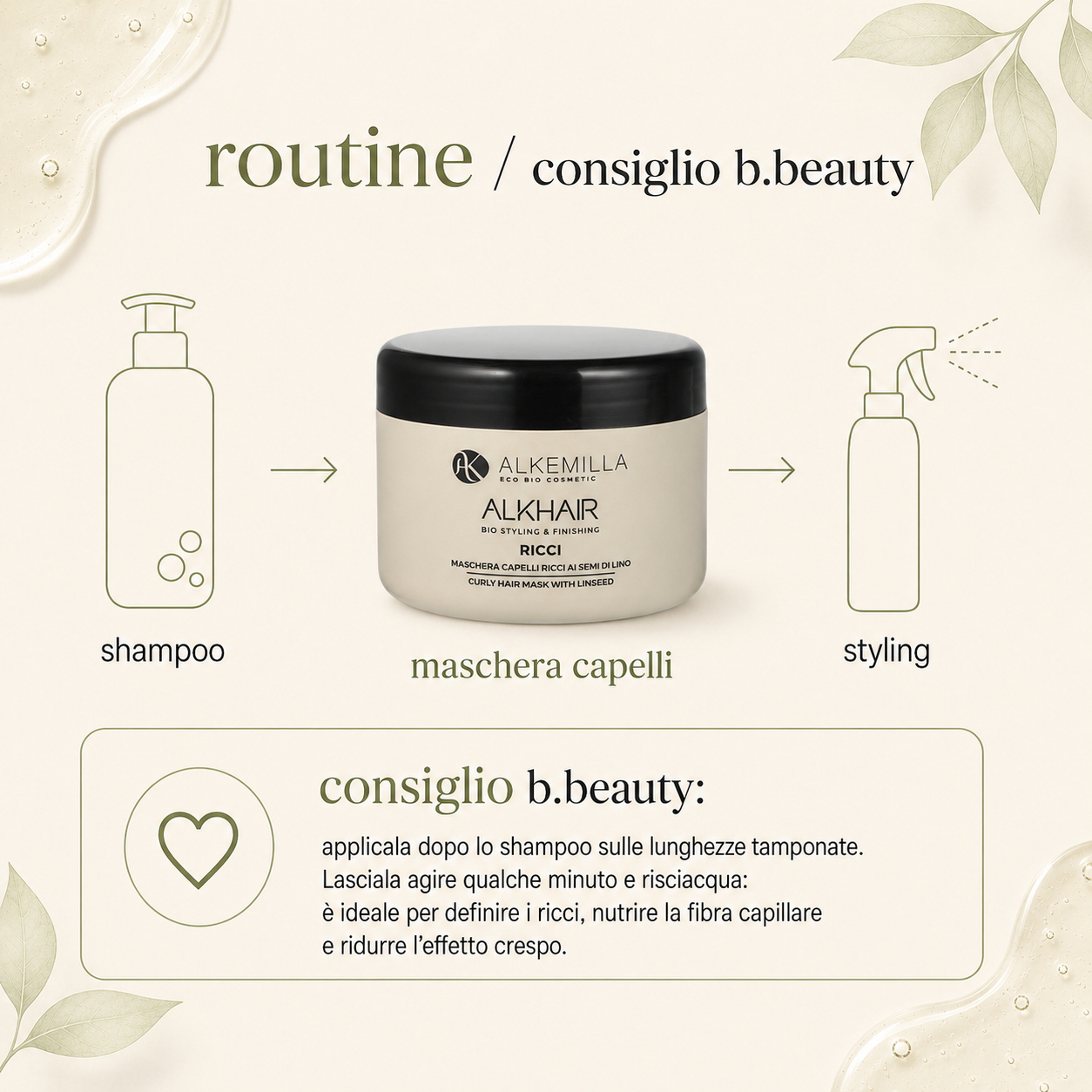 Alkemilla-Maschera Capelli Ricci ai Semi di Lino - immagine 4