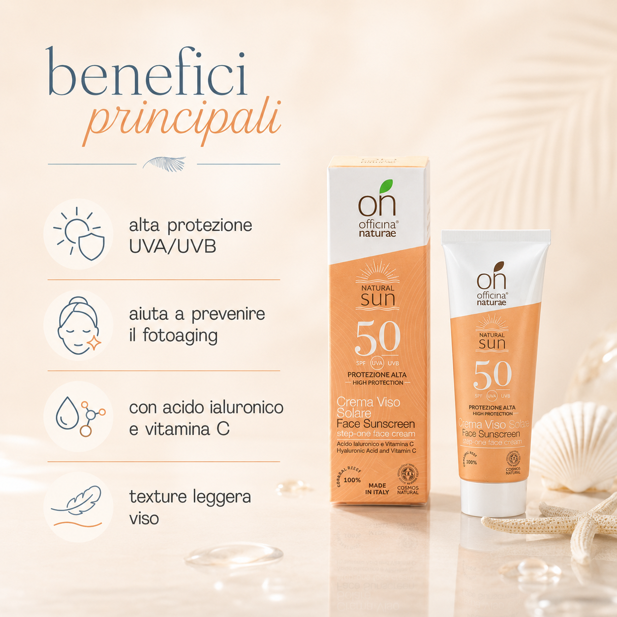 Officina naturae-Crema Solare Viso SPF50 - immagine 2