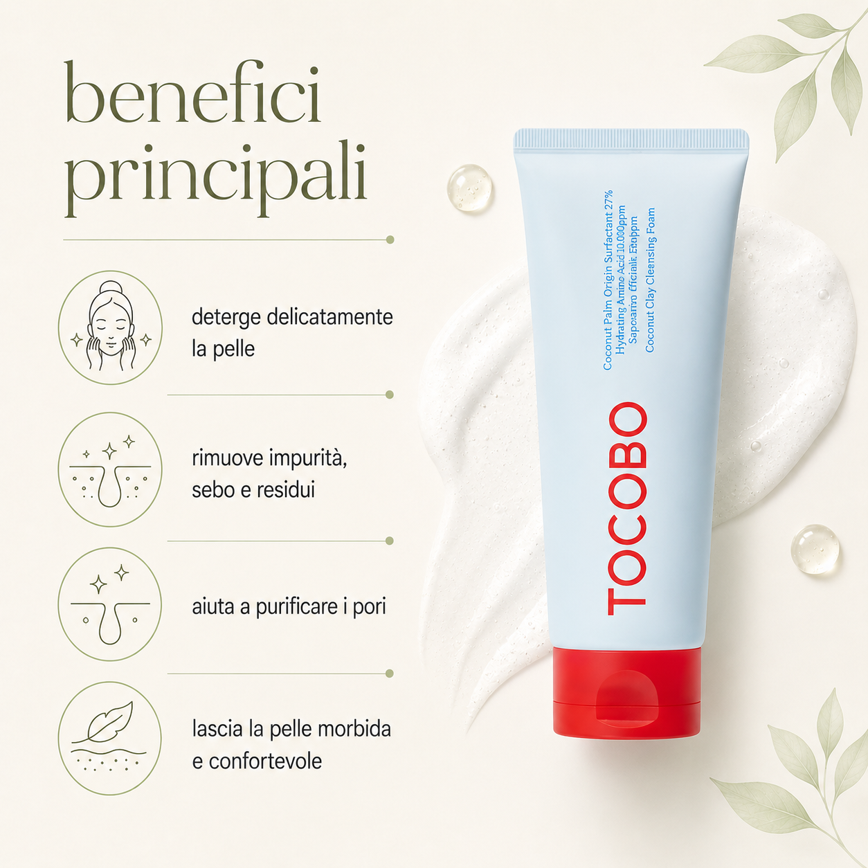 Tocobo-Coconut Clay Cleansing Foam - immagine 2
