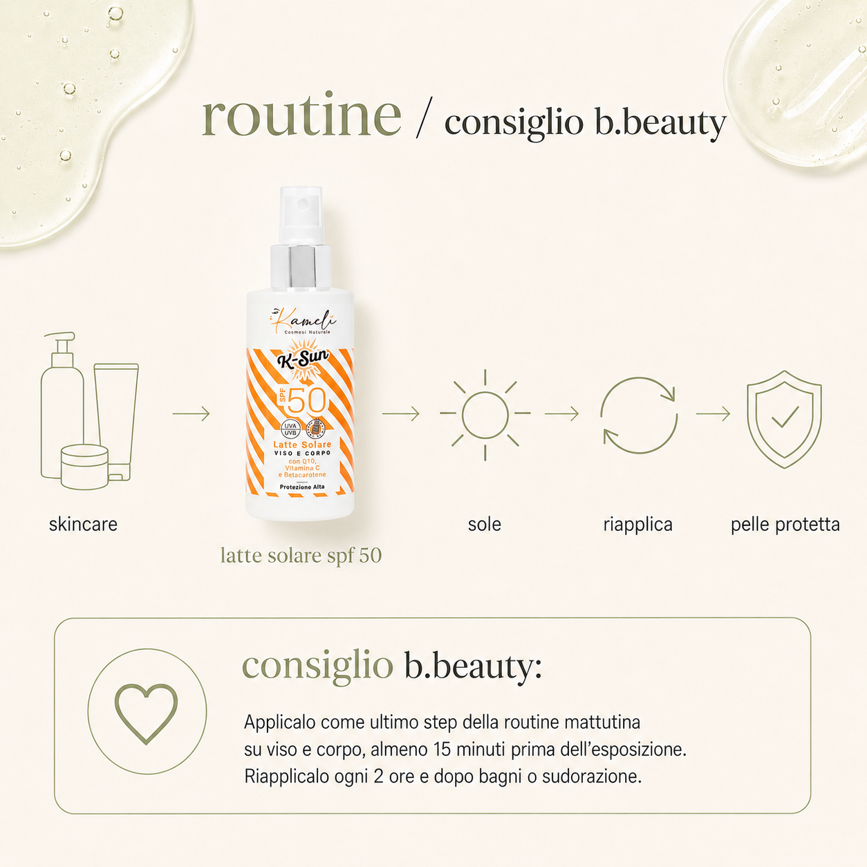 Kamelì-K-Sun Latte Solare Viso e Corpo SPF 50 - immagine 4