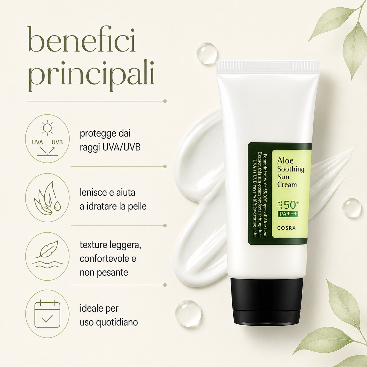 Cosrx-Aloe Soothing Sun Cream SPF50 PA+++ - immagine 2