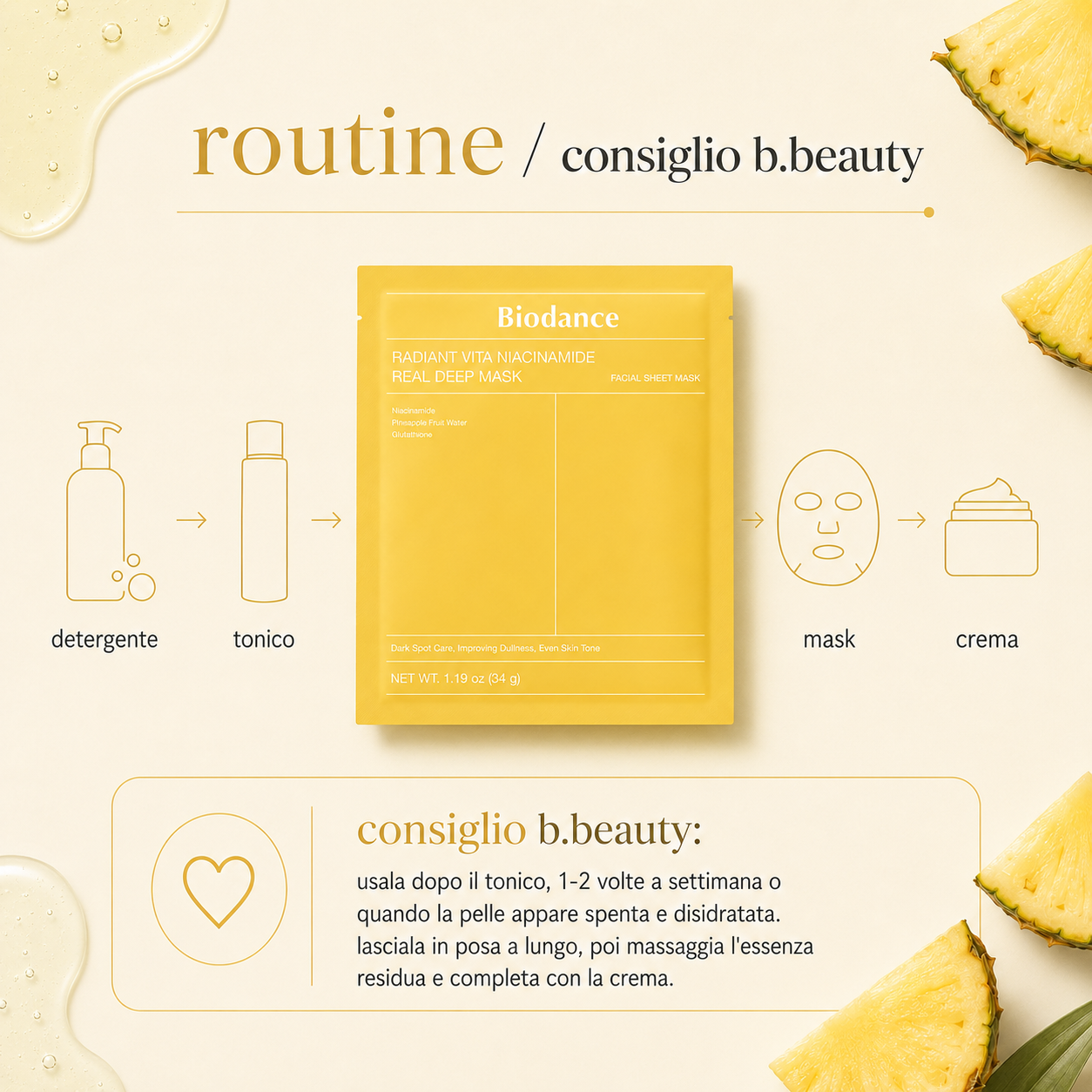 Biodance-Radiant Vita Niacinamide Real Deep Mask (4 PZ) - immagine 4