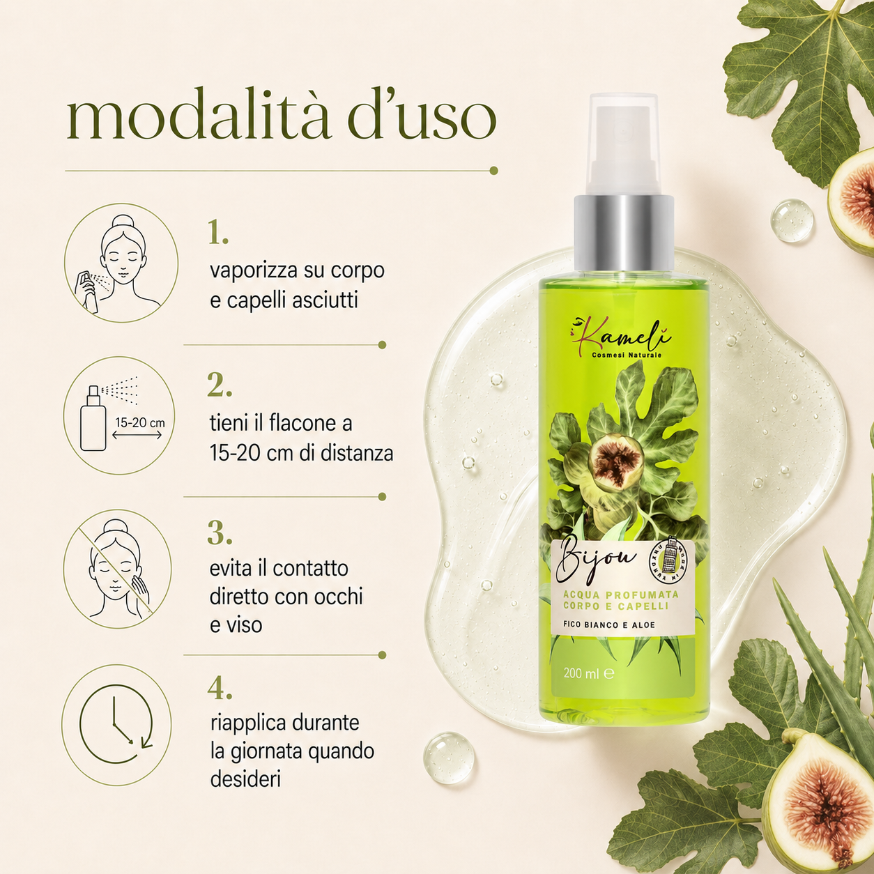 Kamelì-Bijou Acqua Profumata Corpo e Capelli Fico Bianco e Aloe - immagine 3