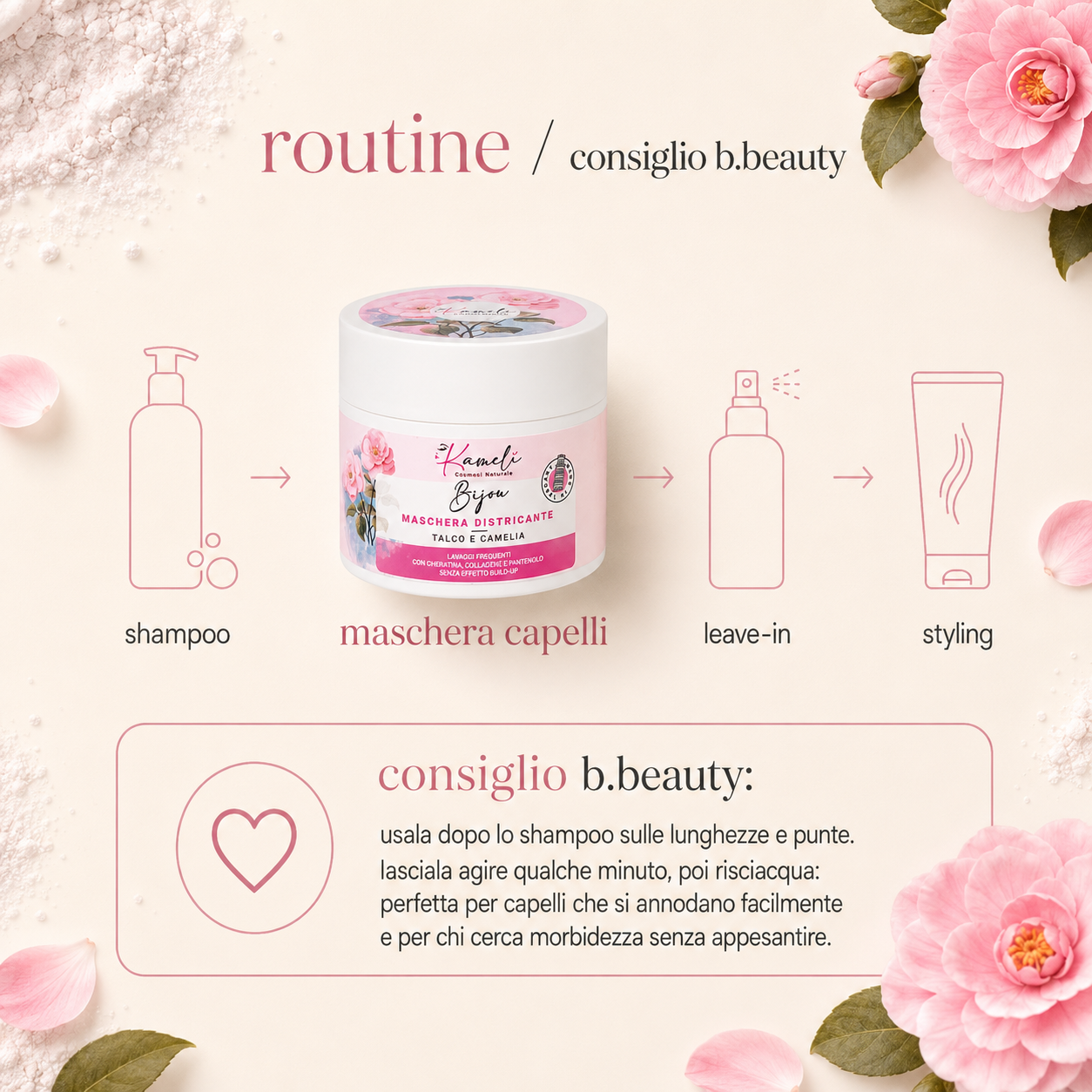 Kamelì-Bijou Maschera Capelli Talco e Camelia - immagine 4