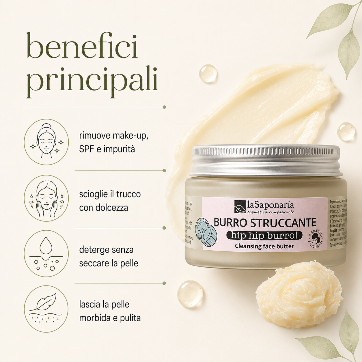 La Saponaria-Hip Hip Burro! Burro Struccante Concentrato - immagine 2