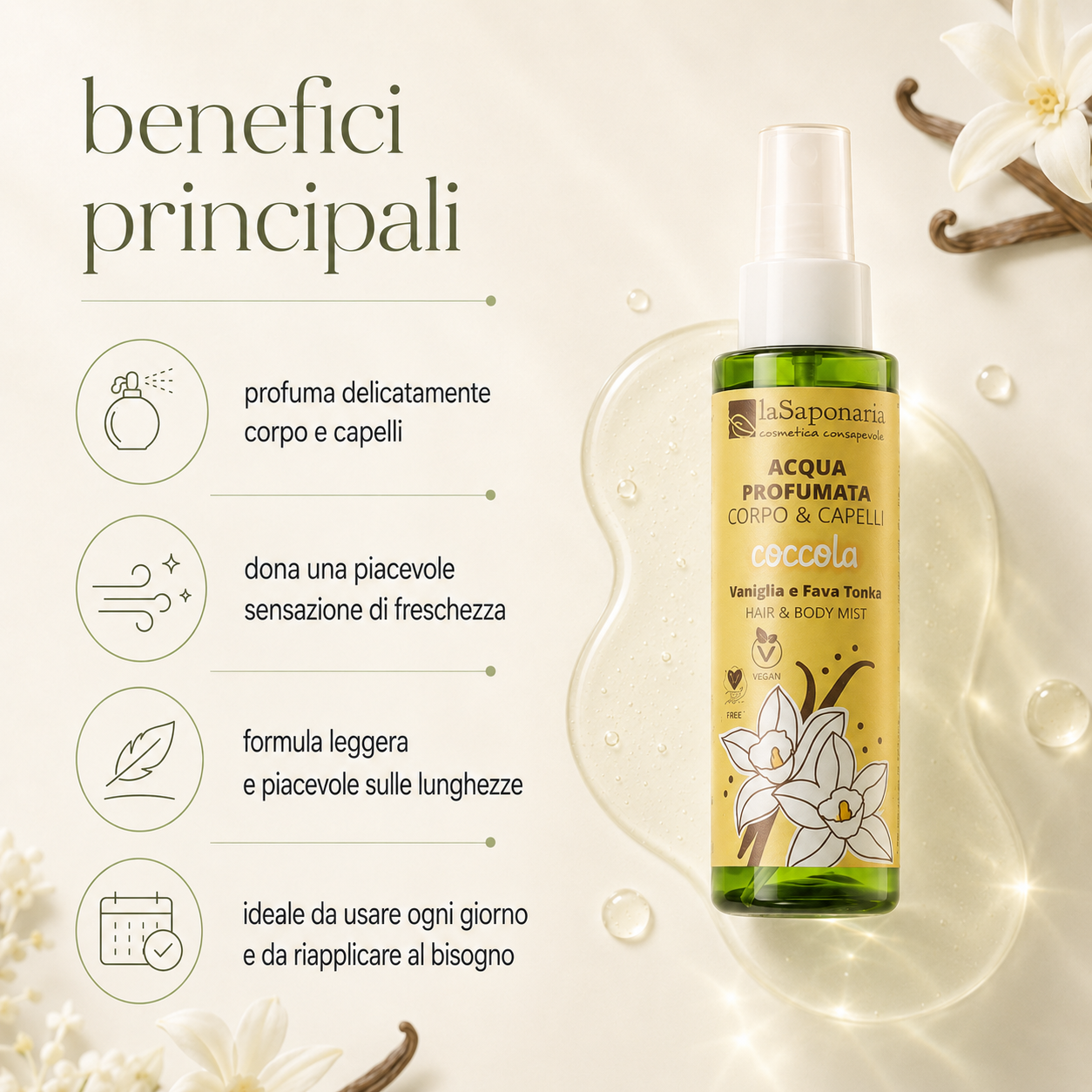 La Saponaria-Coccola - Acqua Profumata Corpo e Capelli - immagine 2