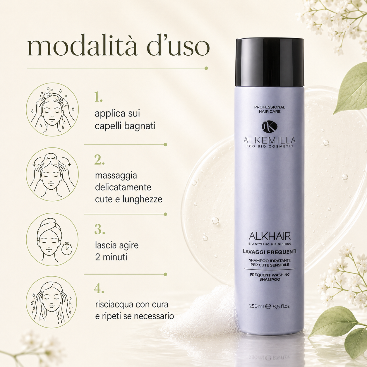 Alkemilla-Shampoo Idratante Lavaggi Frequenti - immagine 3