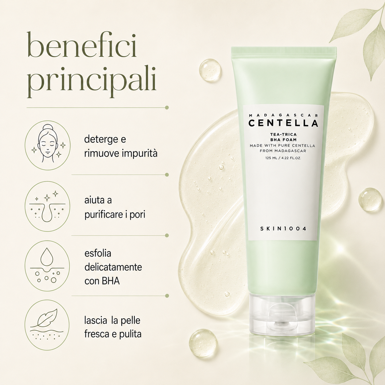 SKIN1004-Madagascar Centella Tea-Trica BHA Foam - immagine 2