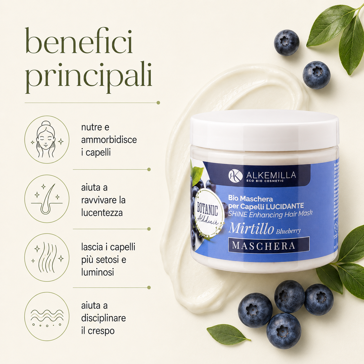 Alkemilla-Bio Maschera Capelli Lucidante al Mirtillo - immagine 2