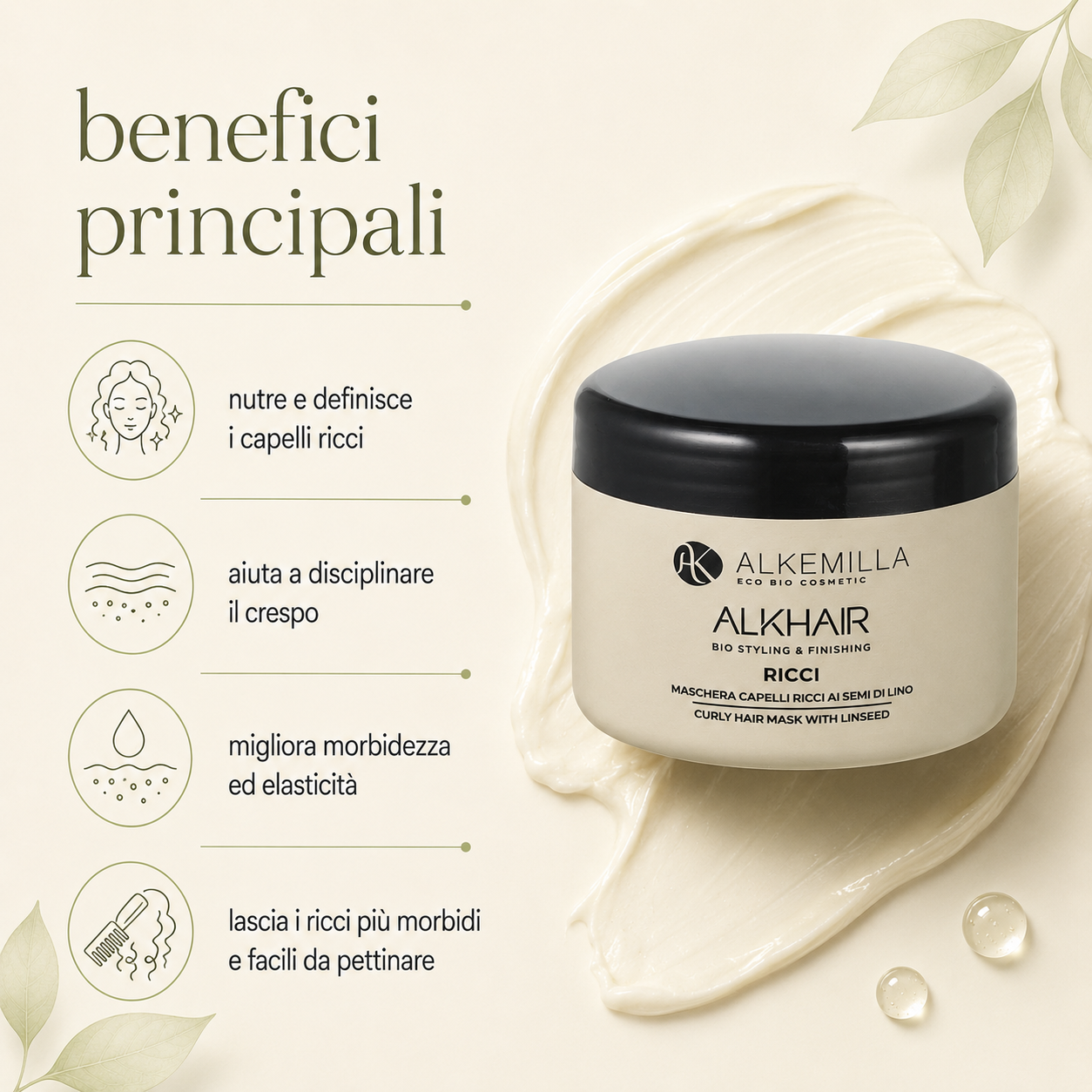 Alkemilla-Maschera Capelli Ricci ai Semi di Lino - immagine 2