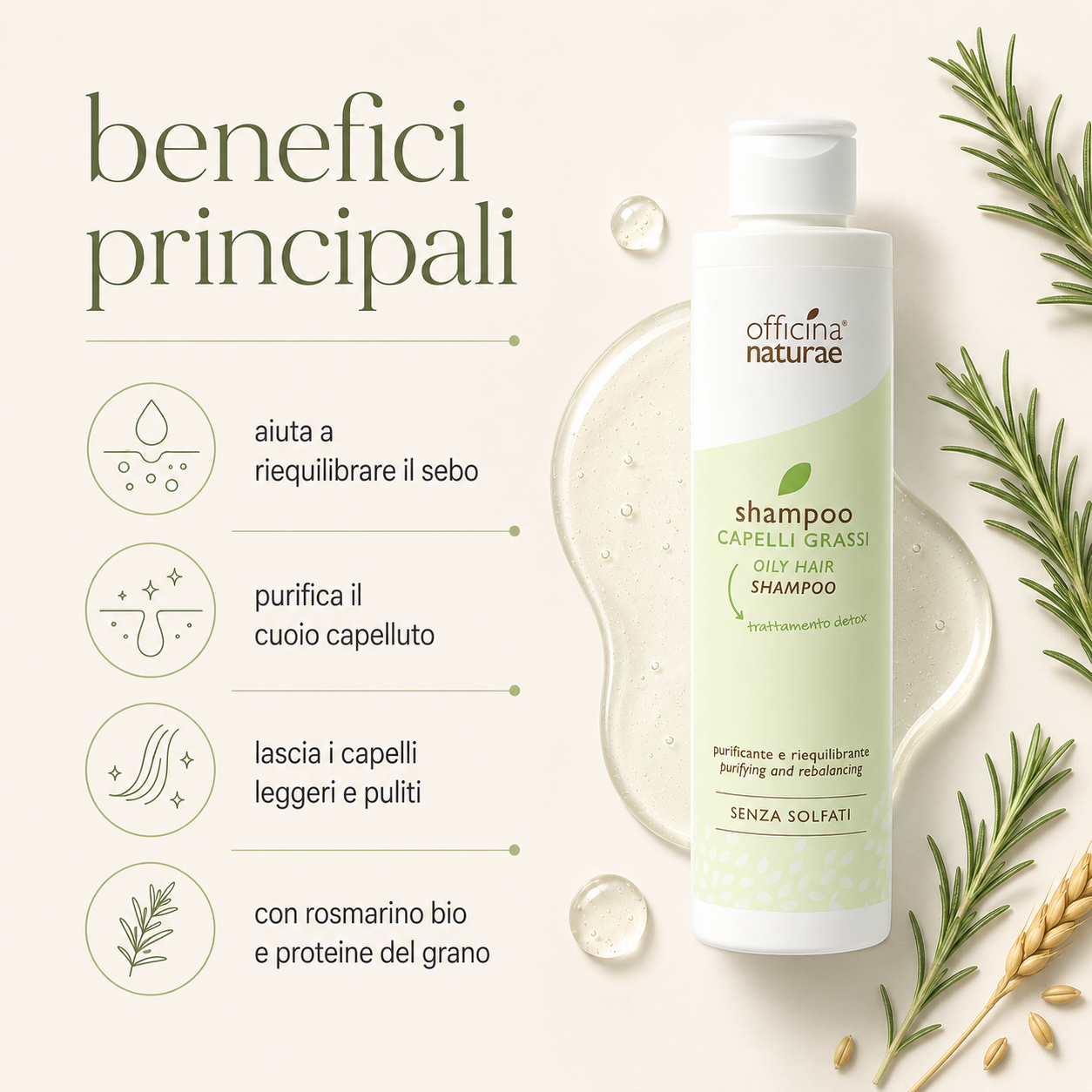 Officina naturae-Shampoo Capelli Grassi - immagine 2