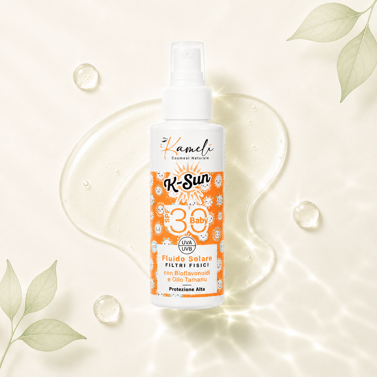 Kamelì-K-Sun Baby Fluido Solare Filtri Fisici SPF 30