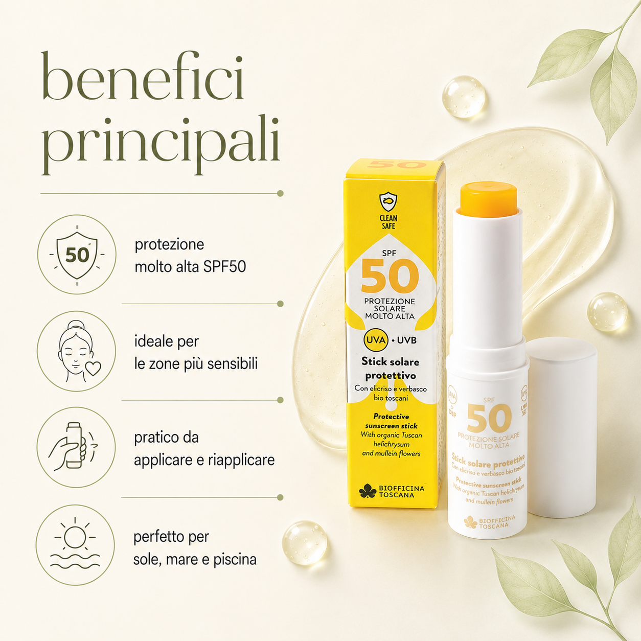 Biofficina Toscana-Stick Solare Protettivo SPF50 - immagine 2