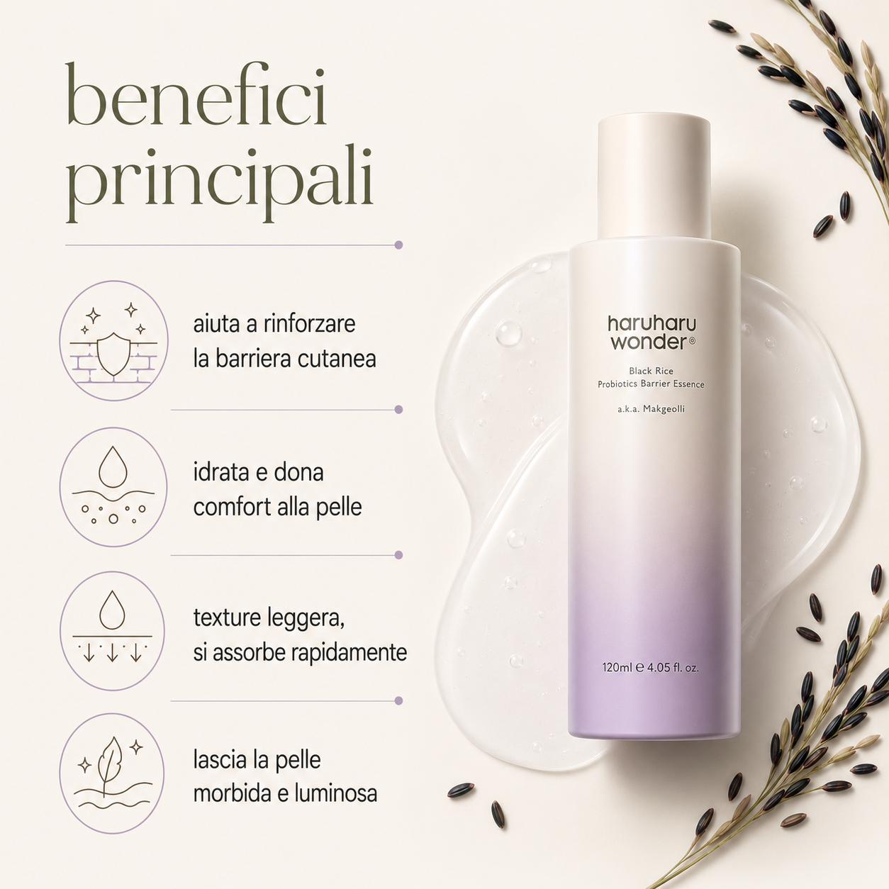 Haruharu Wonder-Black Rice Probiotics Barrier Essence - immagine 2
