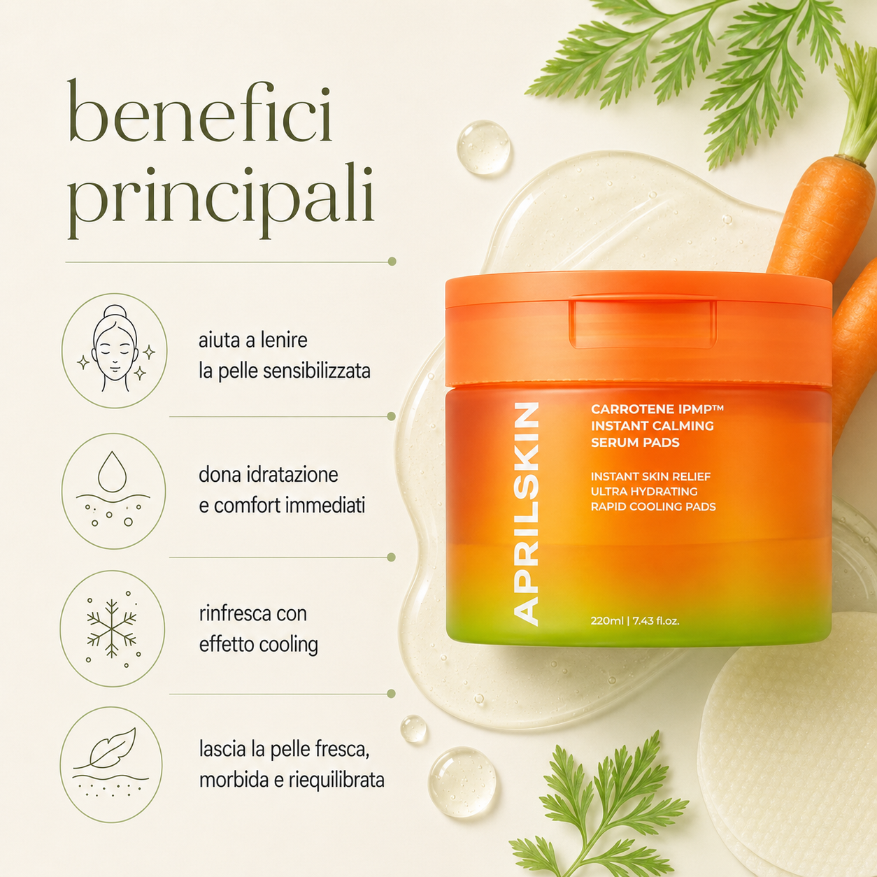 Aprilskin-Carrotene IPMP Instant Calming Serum Pads - immagine 2