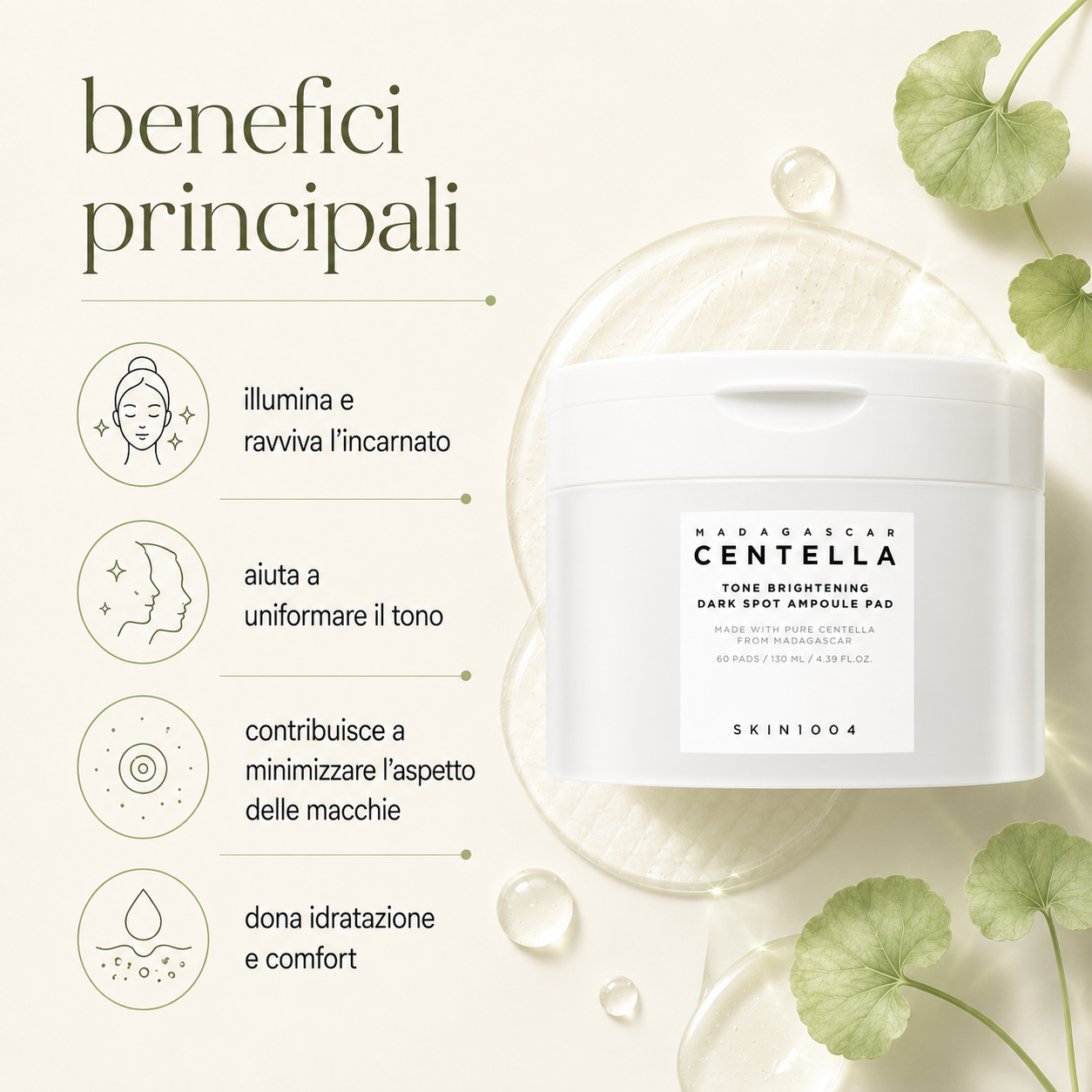 SKIN1004-Madagascar Centella Tone Brightening Dark Spot Ampoule Pad - immagine 2